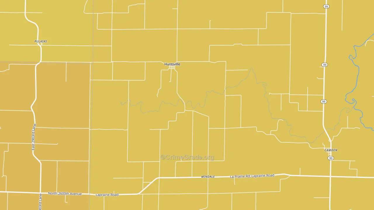 Huntsville, IL Map of Burglary Rates