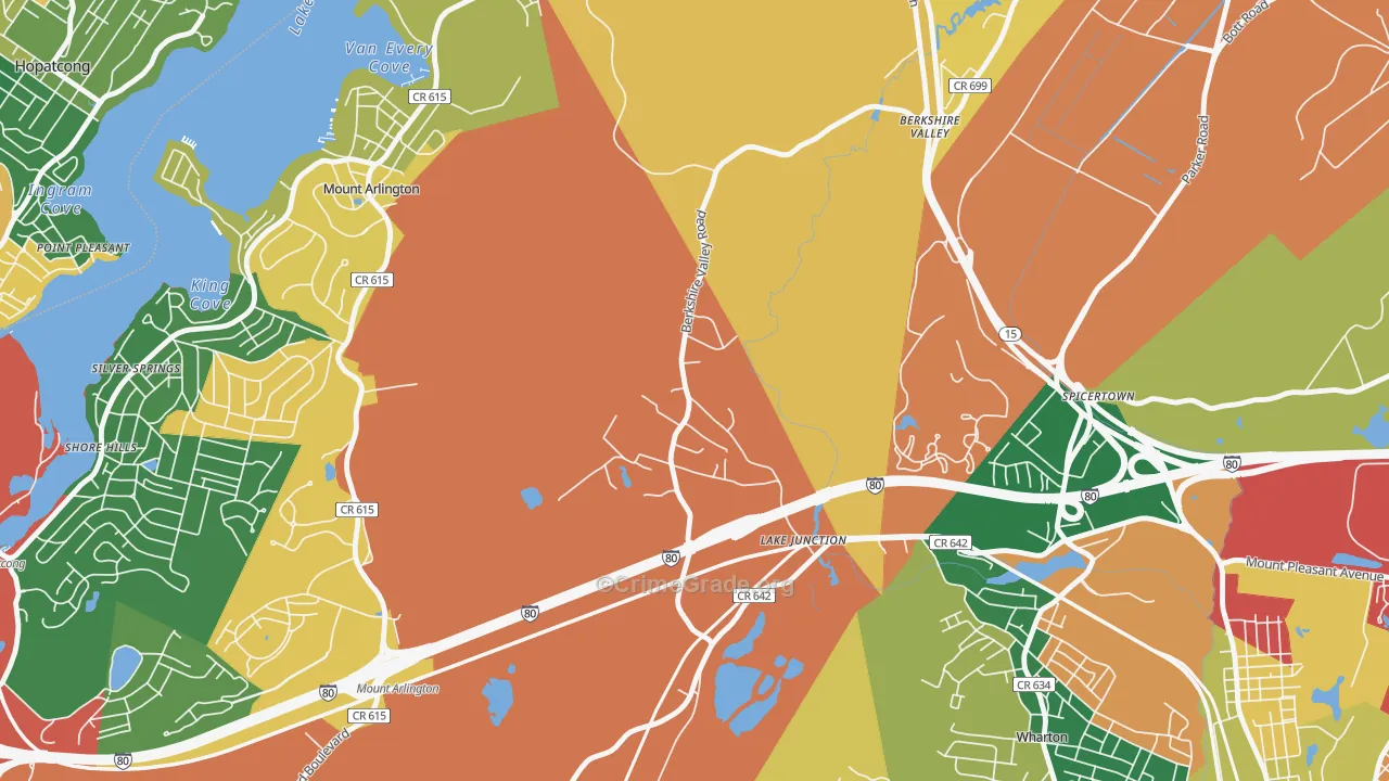 Hurdtown, NJ Map of Burglary Rates