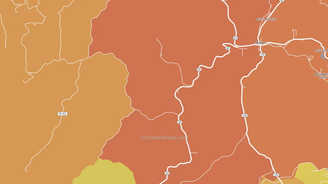 Hurley, KY Map of Burglary Rates