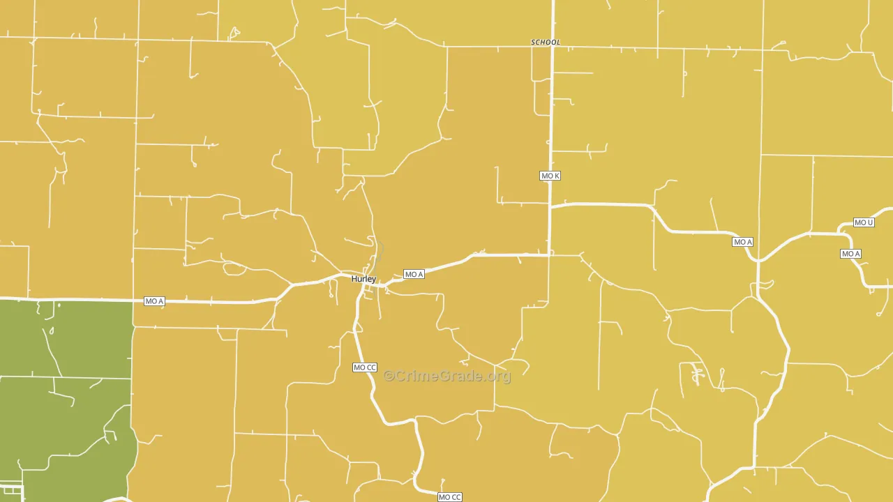 Hurley, MO Map of Burglary Rates