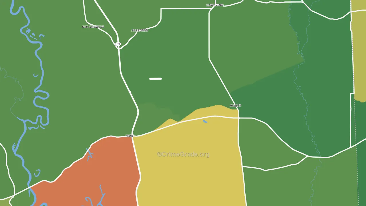 Hurley, MS Map of Burglary Rates
