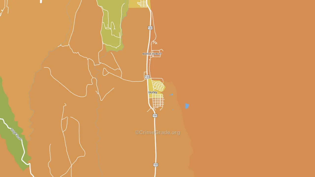 Hurley, NM Map of Burglary Rates