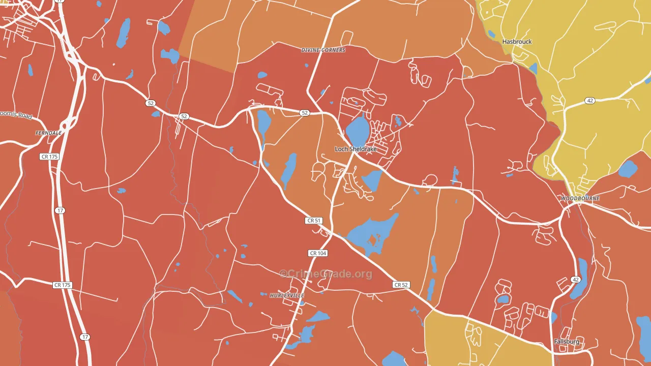 Hurleyville, NY Map of Burglary Rates