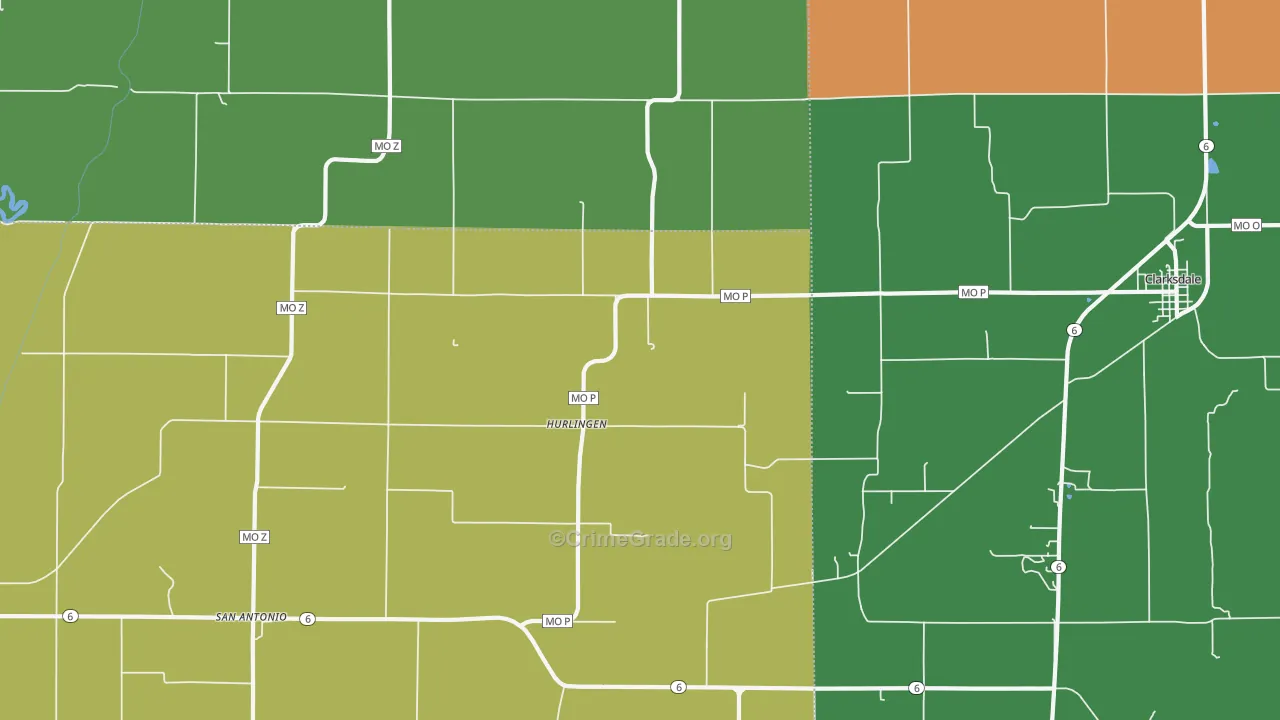 Hurlingen, MO Map of Burglary Rates