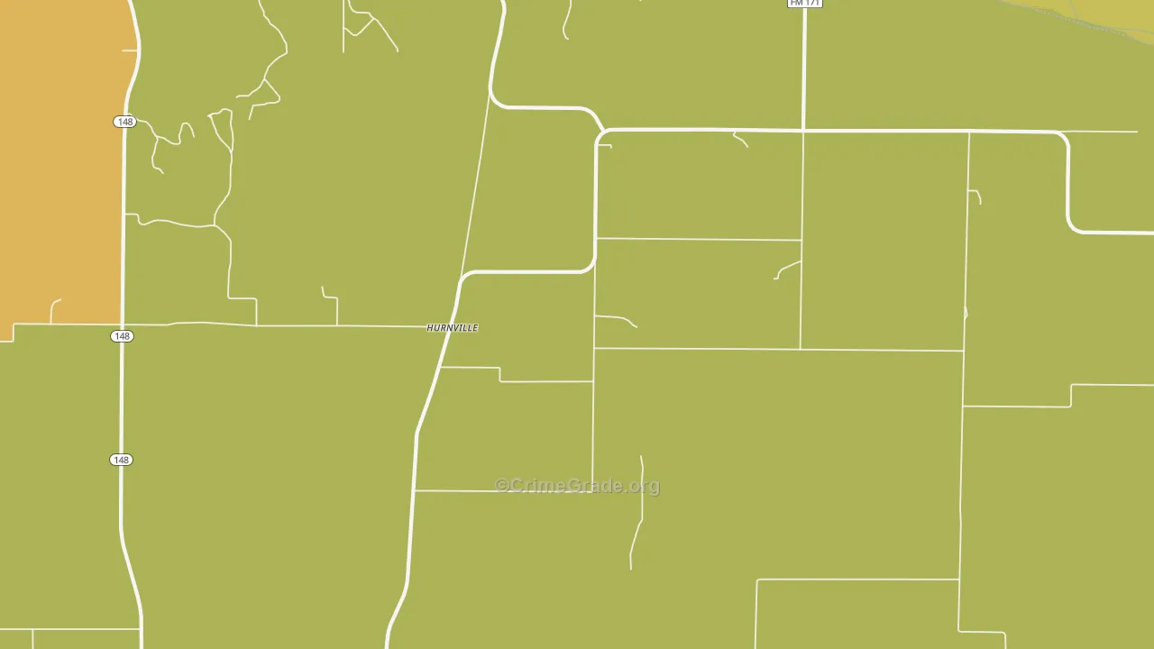 Hurnville, TX Map of Burglary Rates