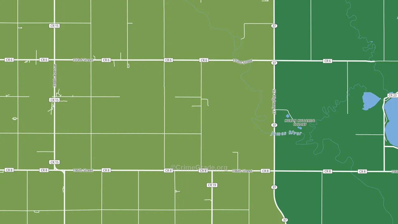 Huron Colony, SD Map of Burglary Rates