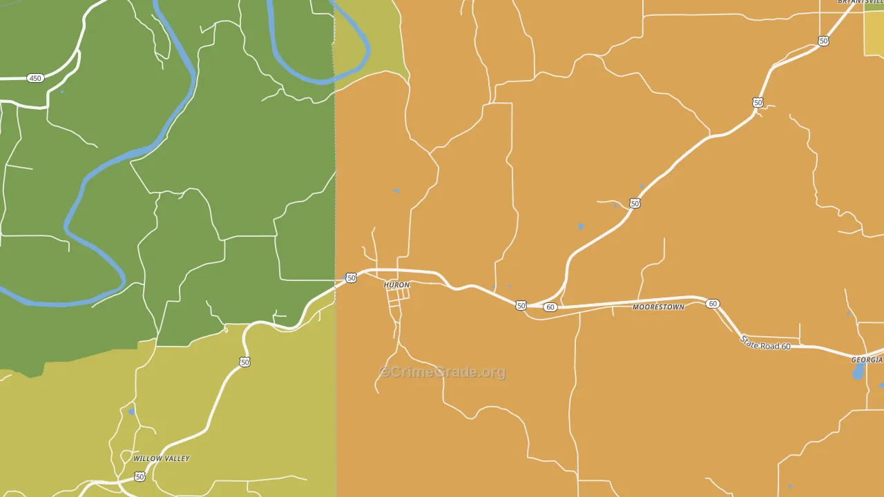 Huron, IN Map of Burglary Rates