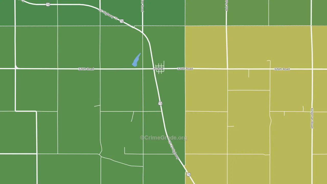Huron, KS Map of Burglary Rates