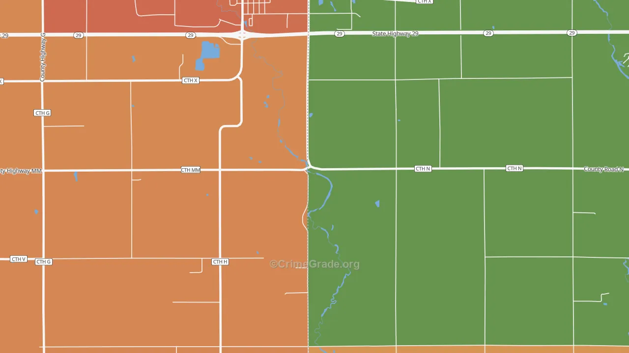 Huron, WI Map of Burglary Rates