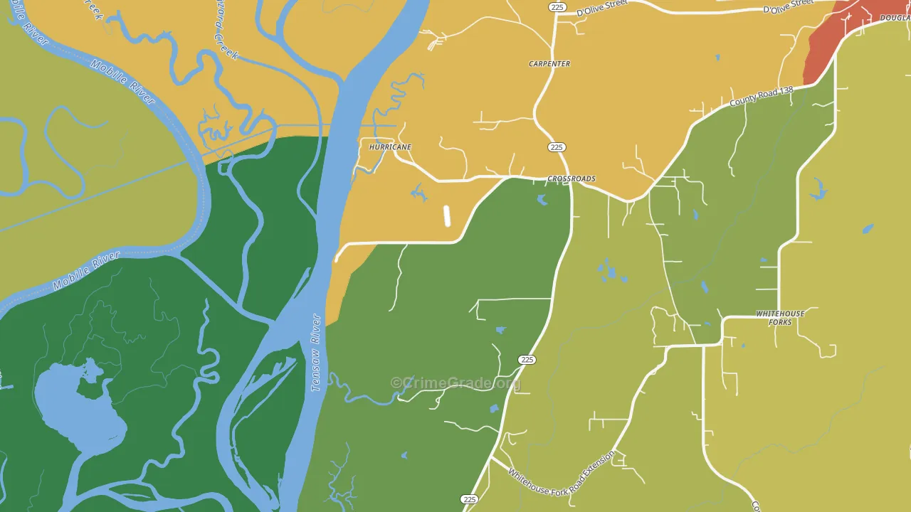 Hurricane, AL Map of Burglary Rates
