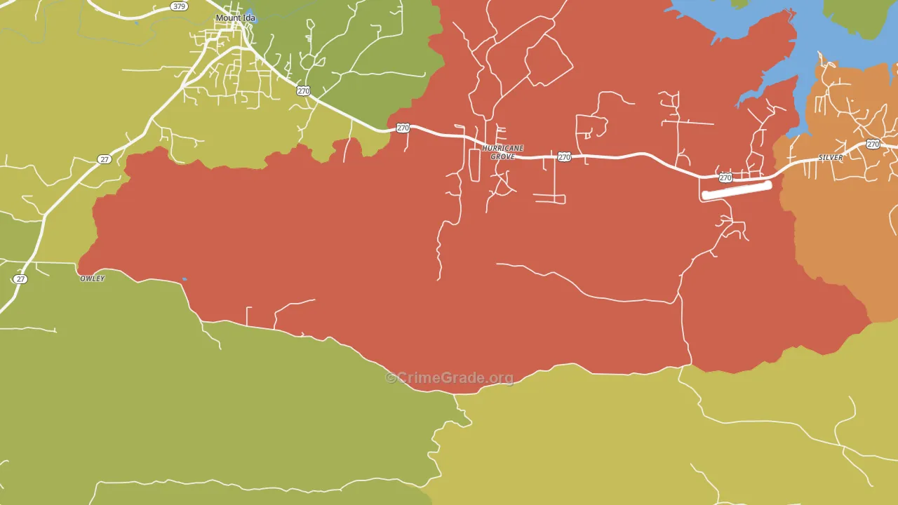 Hurricane Grove, AR Map of Burglary Rates