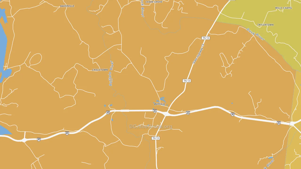 Hurricane Mills, TN Map of Burglary Rates