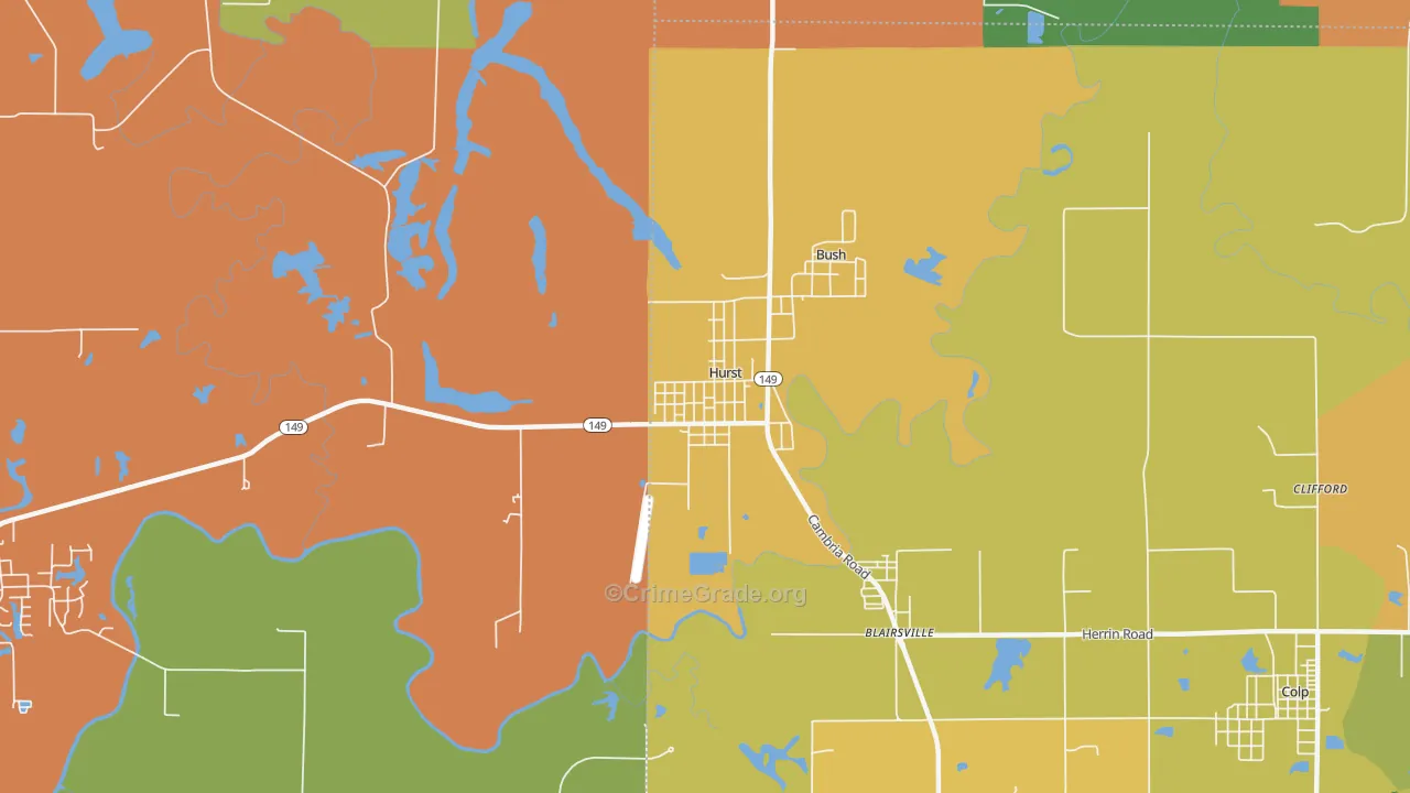 Hurst, IL Map of Burglary Rates