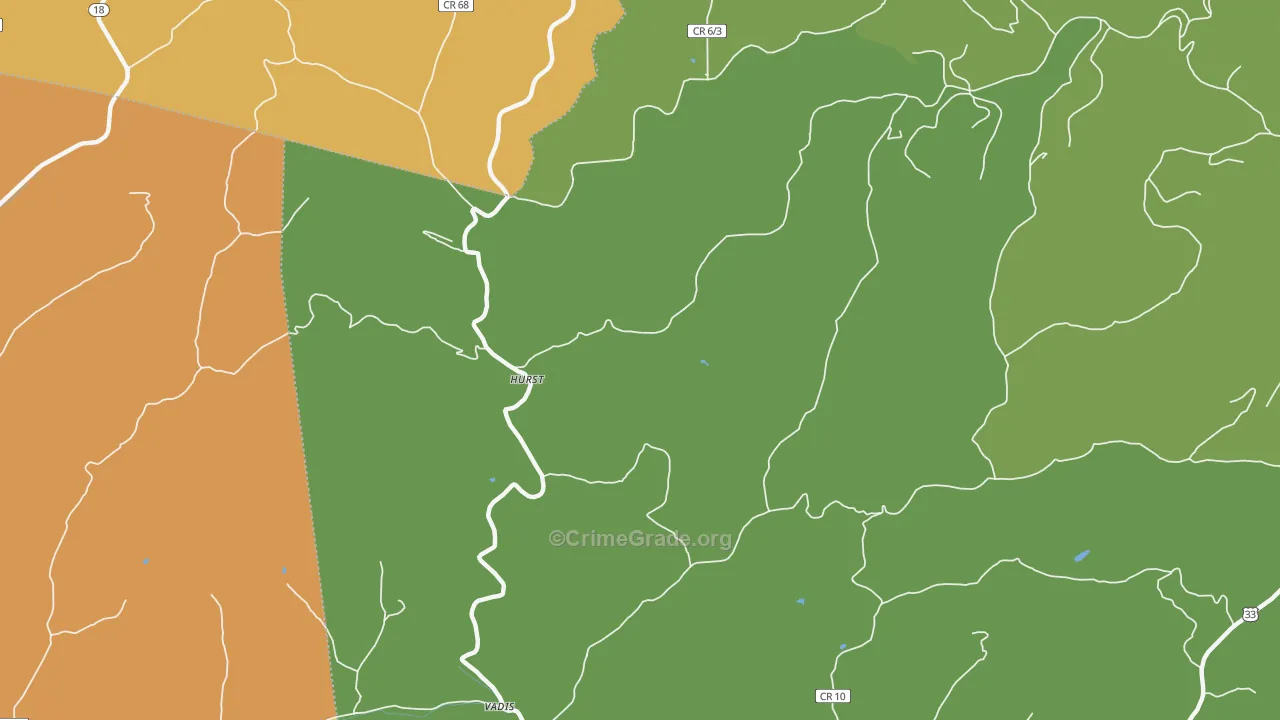 Hurst, WV Map of Burglary Rates