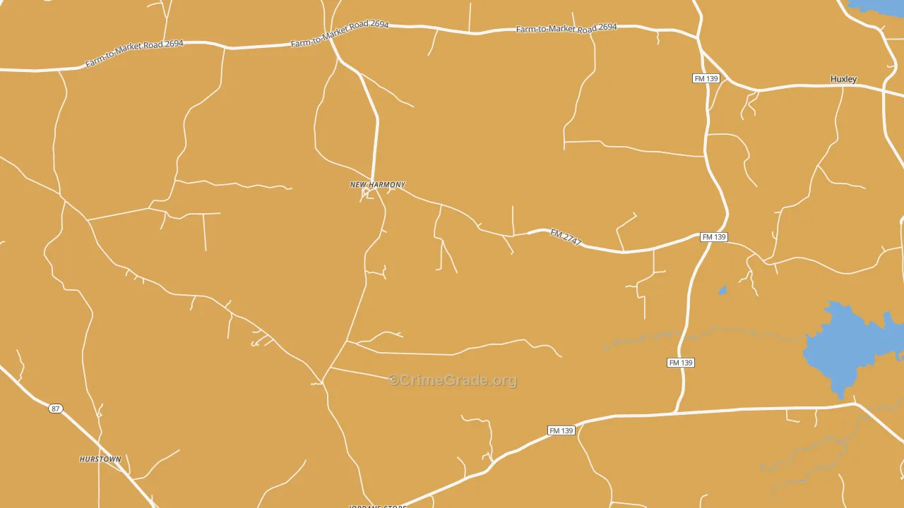 Hurstown, TX Map of Burglary Rates