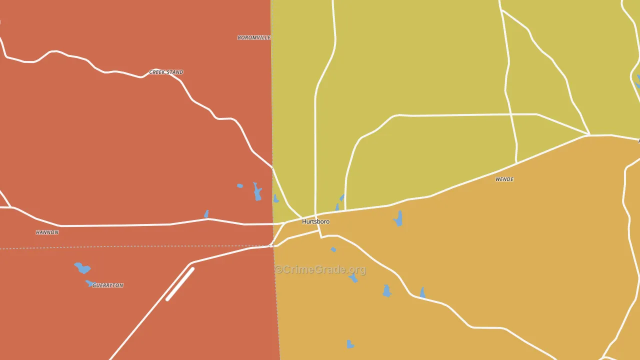 Hurtsboro, AL Map of Burglary Rates