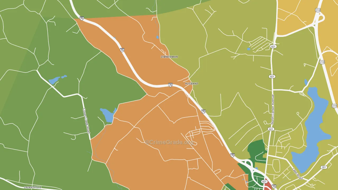 Husband, PA Map of Burglary Rates