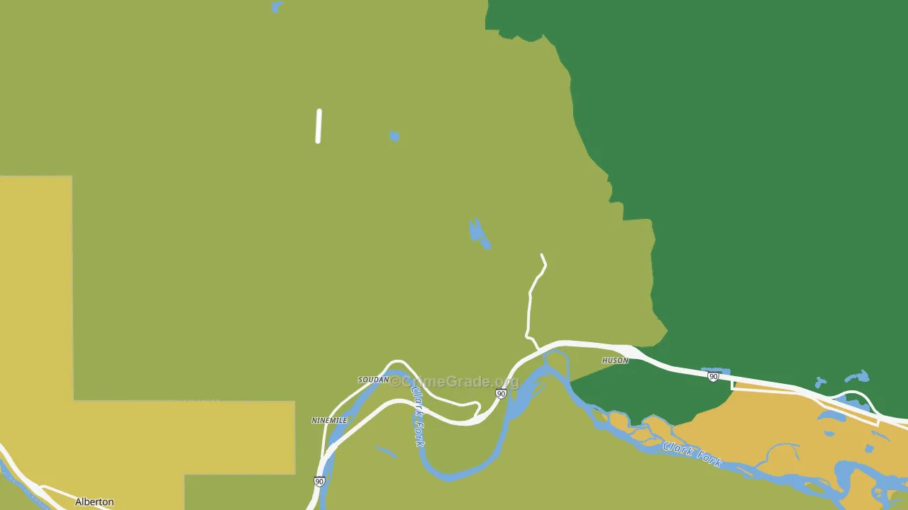 Huson, MT Map of Burglary Rates