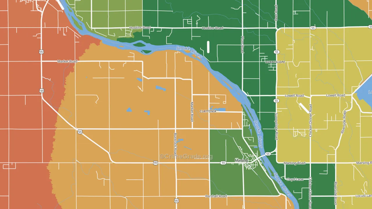 Huston, ID Map of Burglary Rates