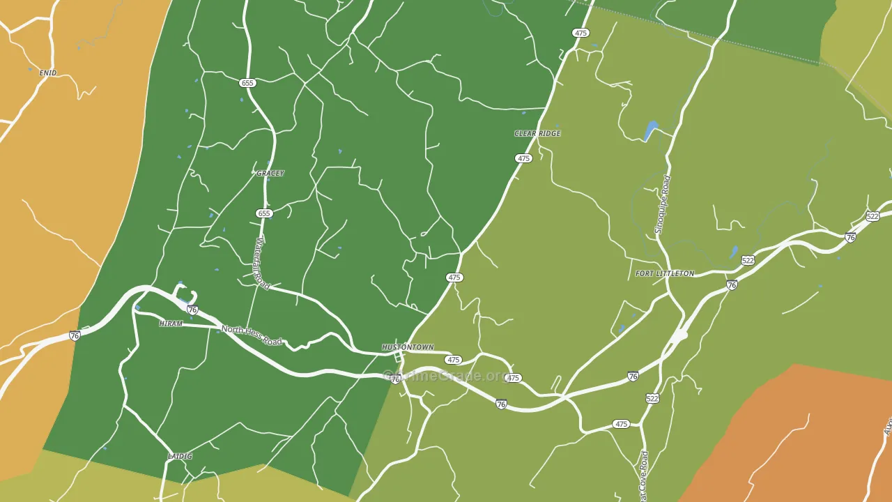Hustontown, PA Map of Burglary Rates