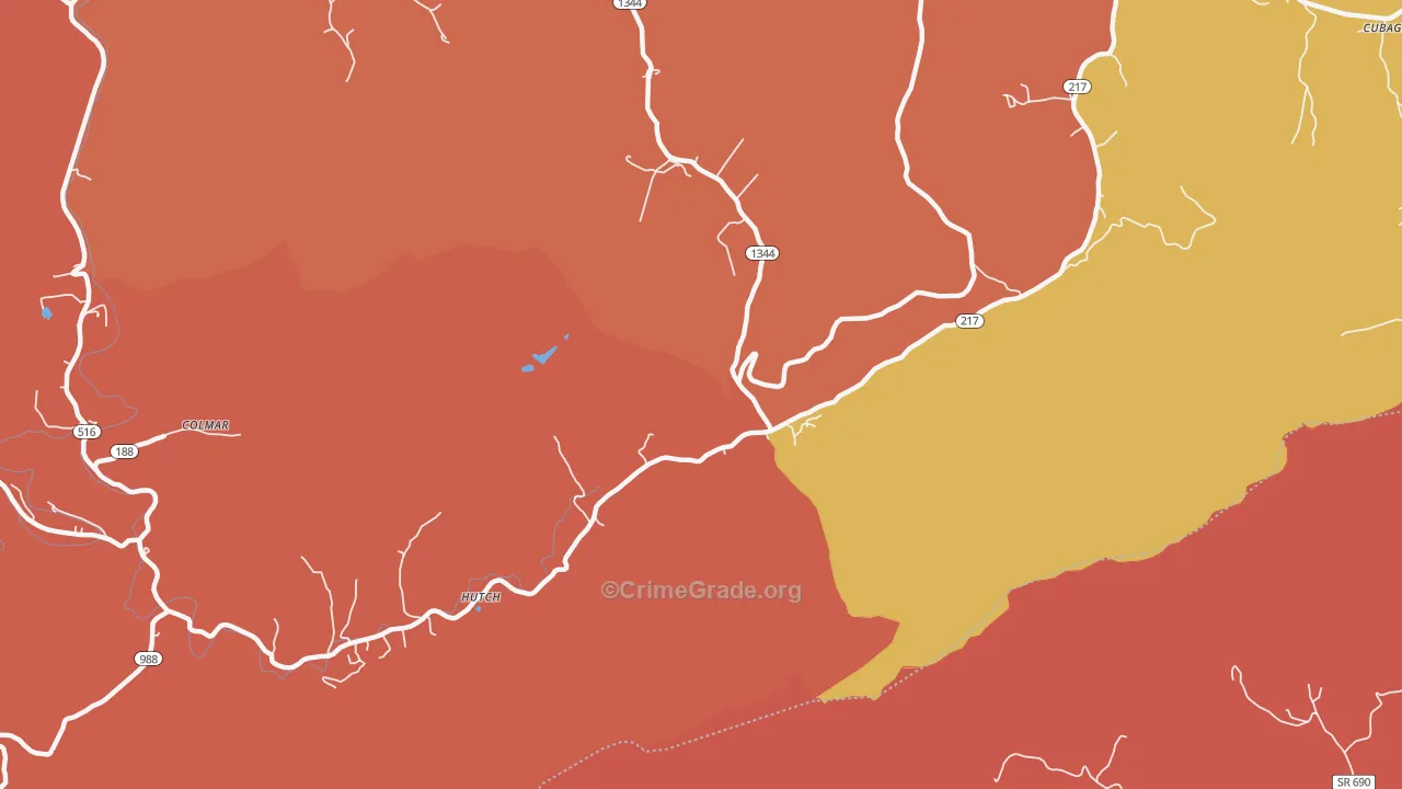 Hutch, KY Map of Burglary Rates
