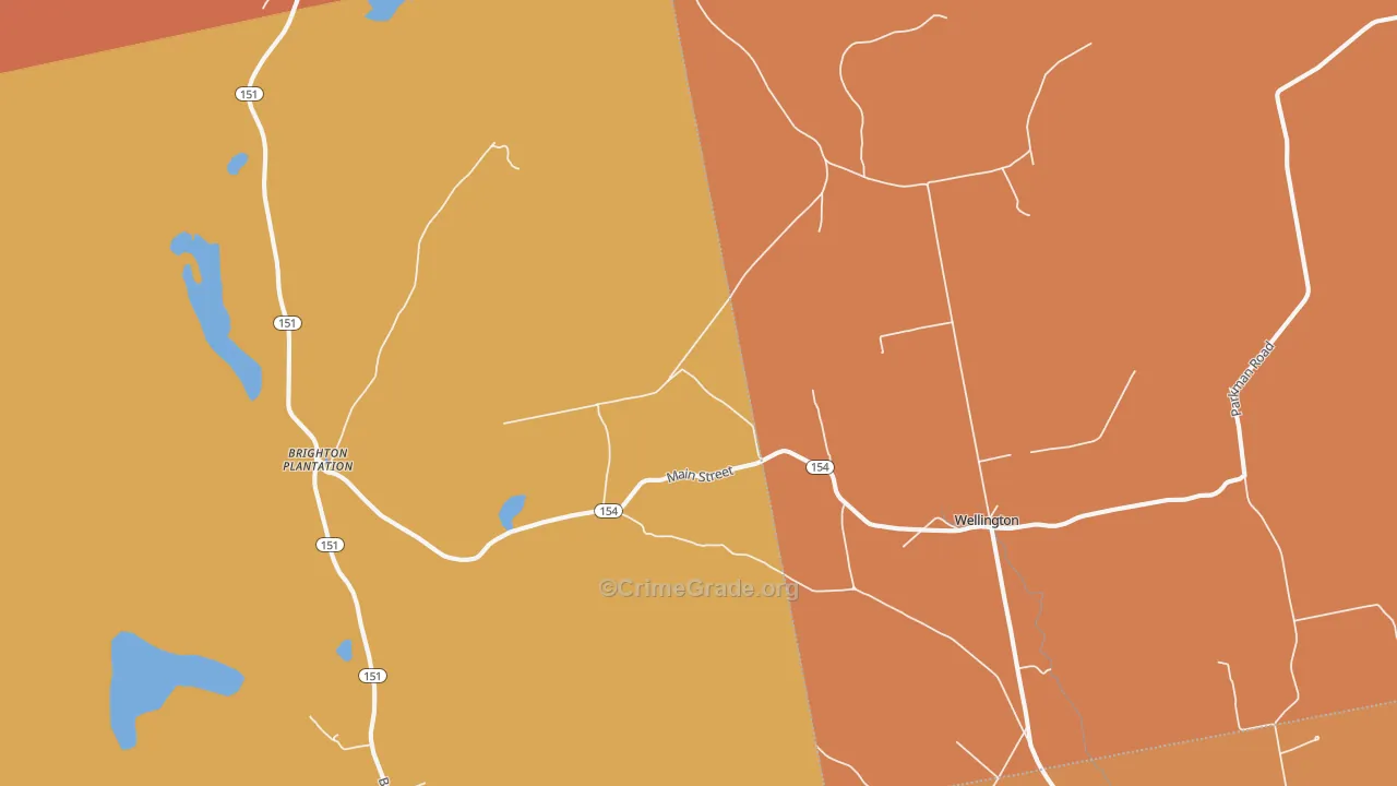 Hutchins Corner, ME Map of Burglary Rates
