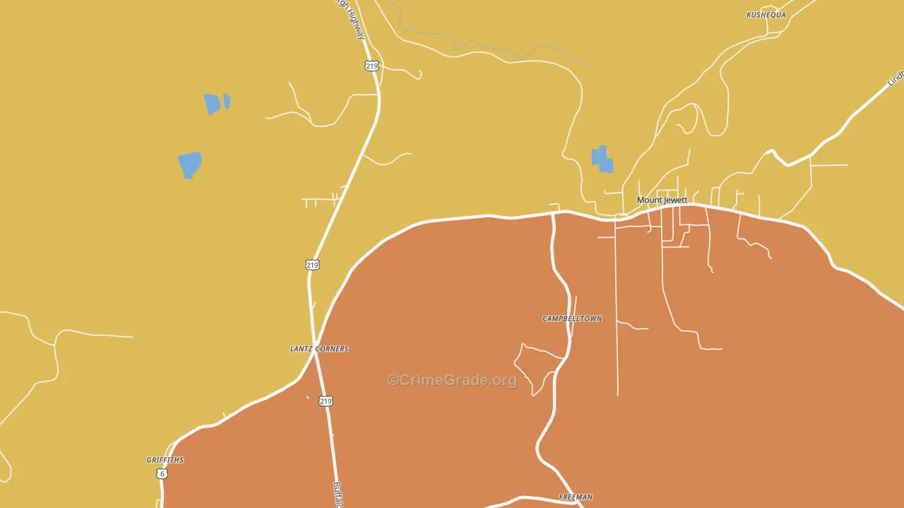 Hutchins, PA Map of Burglary Rates