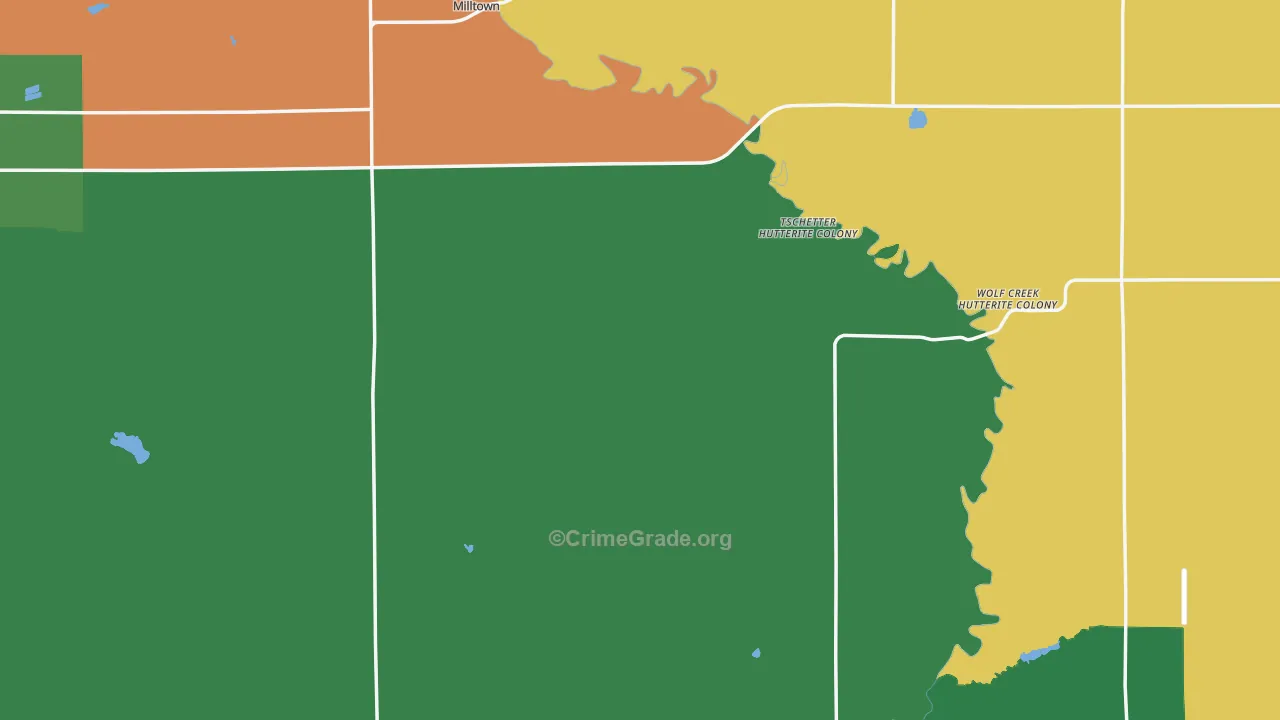 Hutchinson County, SD Map of Burglary Rates