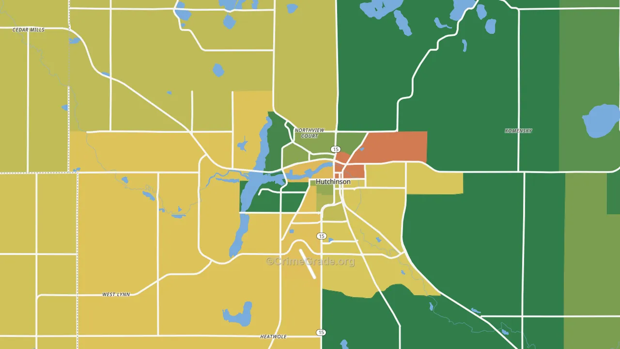 Hutchinson, MN Map of Burglary Rates