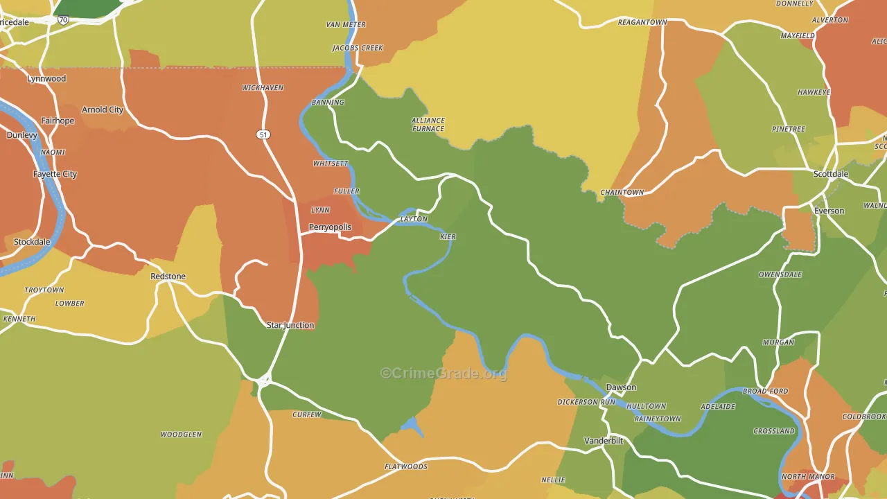 Hutchinson, PA Map of Burglary Rates