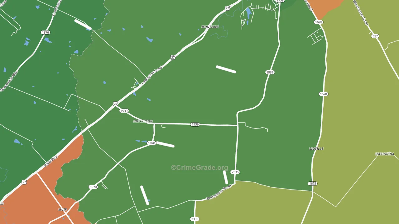 Hutchison, KY Map of Burglary Rates