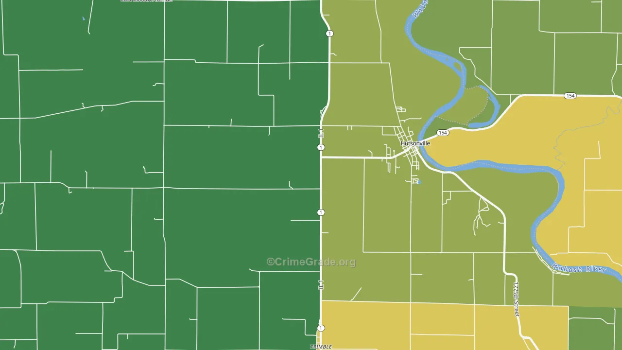 Hutsonville, IL Map of Burglary Rates