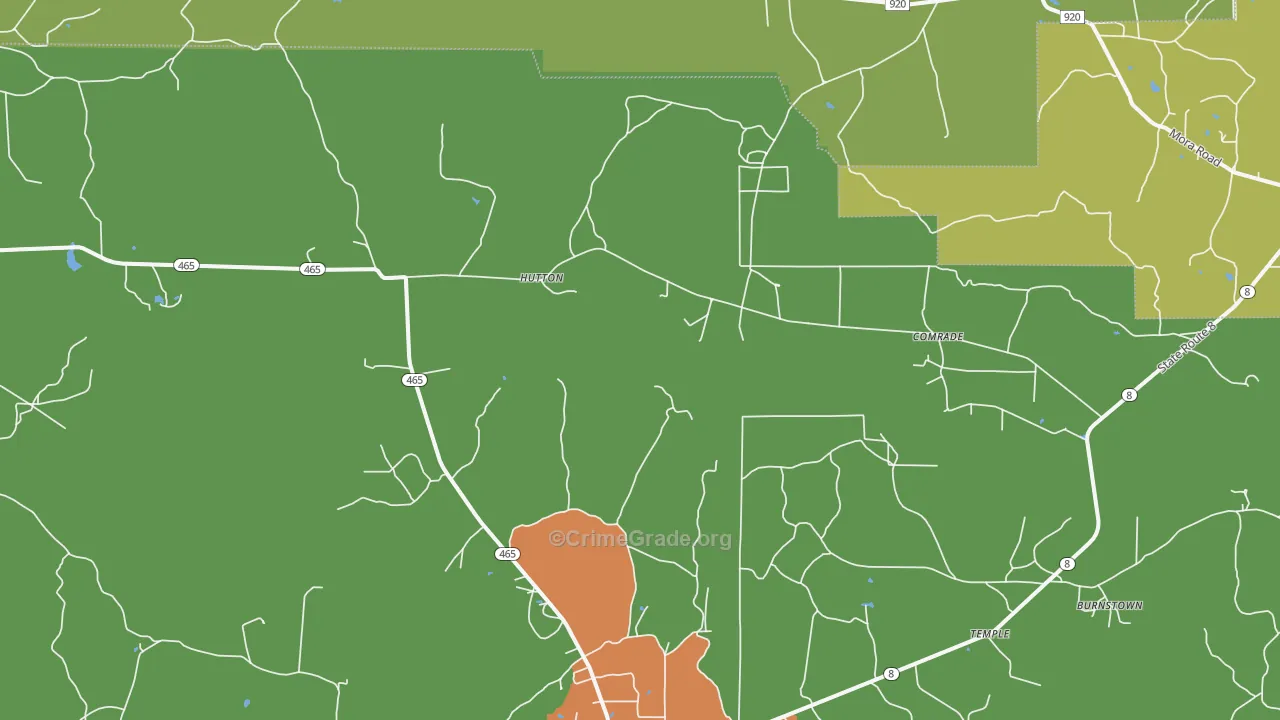 Hutton, LA Map of Burglary Rates