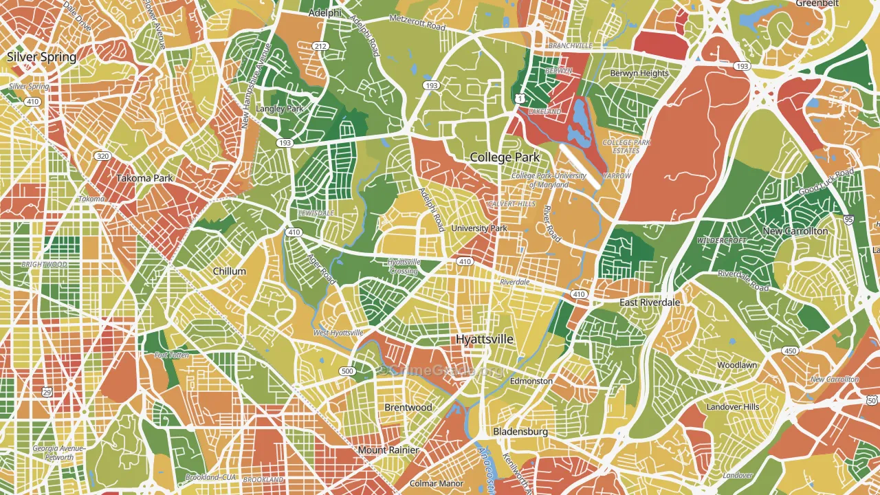 Hyattsville, MD Map of Burglary Rates