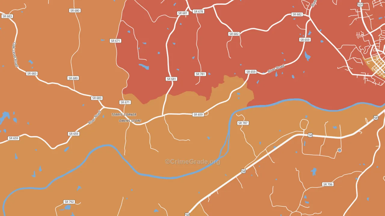 Hyco, VA Map of Burglary Rates