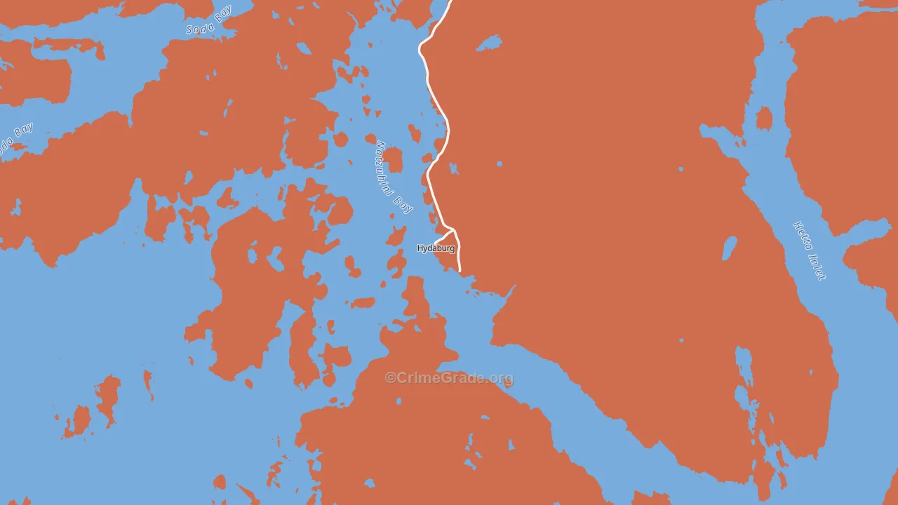 Hydaburg, AK Map of Burglary Rates
