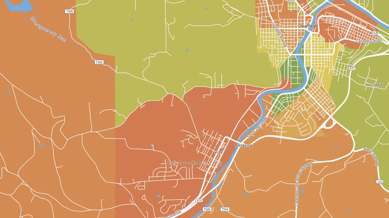 Hyde, PA Map of Burglary Rates