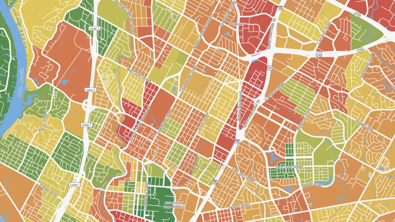 Hyde Park, Austin, TX Map of Burglary Rates
