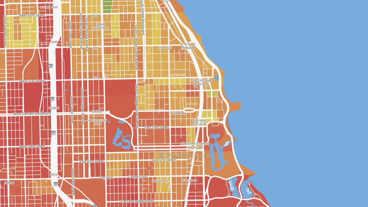Hyde Park, Chicago, IL Map of Burglary Rates