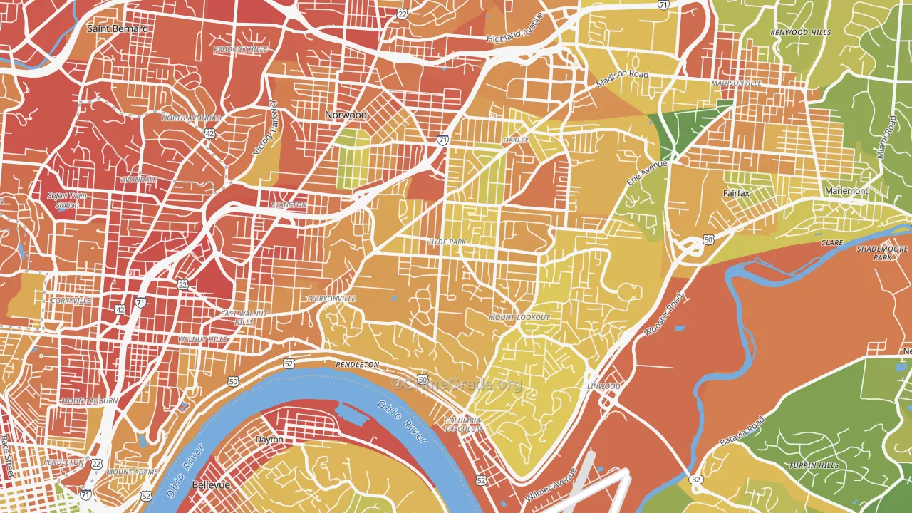 Hyde Park, Cincinnati, OH Map of Burglary Rates