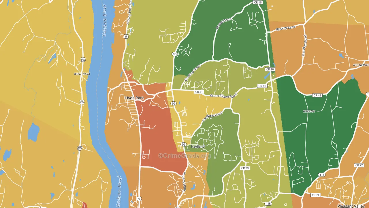 Hyde Park, NY Map of Burglary Rates