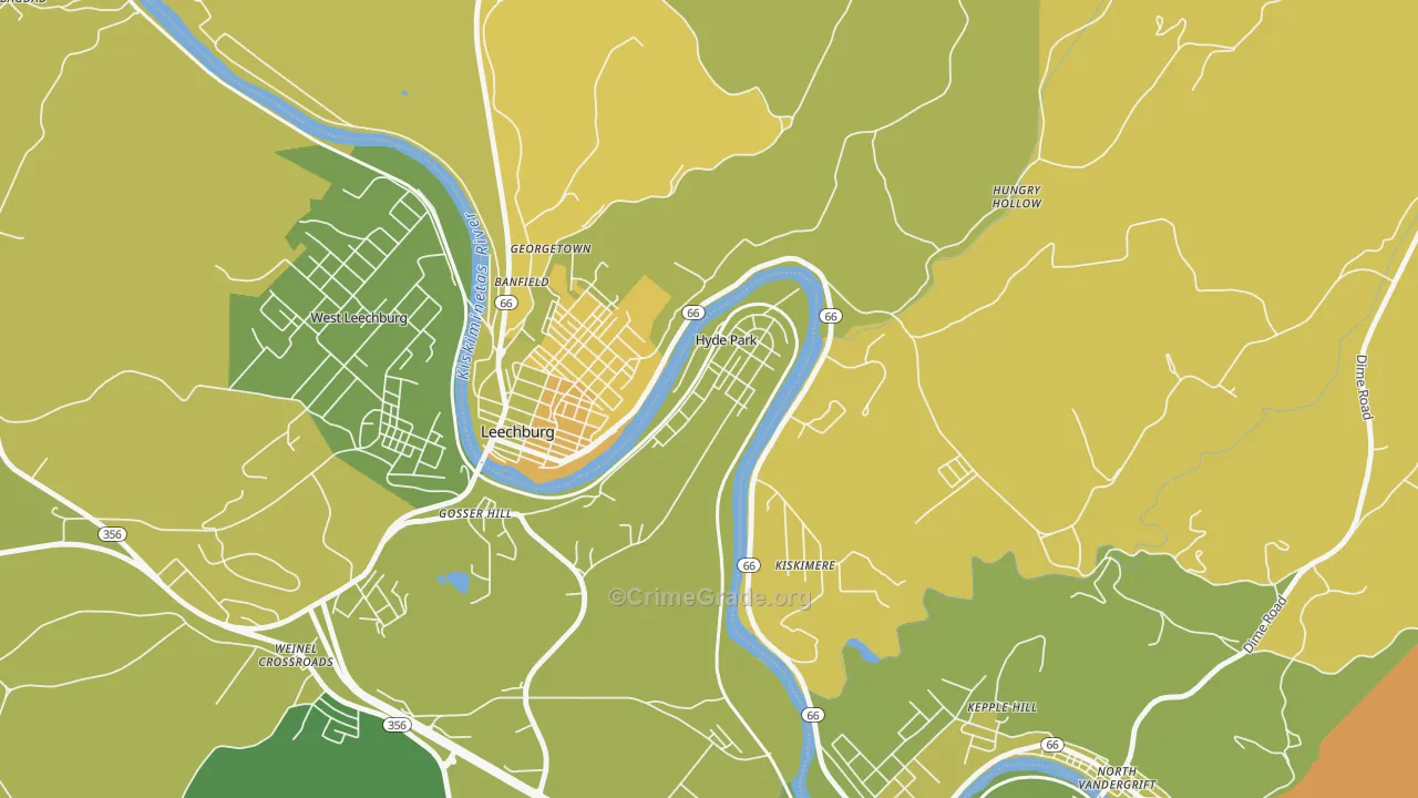 Hyde Park, PA Map of Burglary Rates