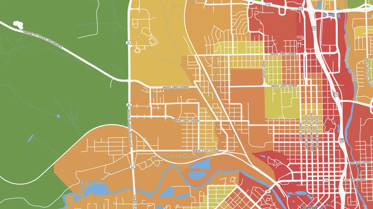 Hyde Park, Pueblo, CO Map of Burglary Rates