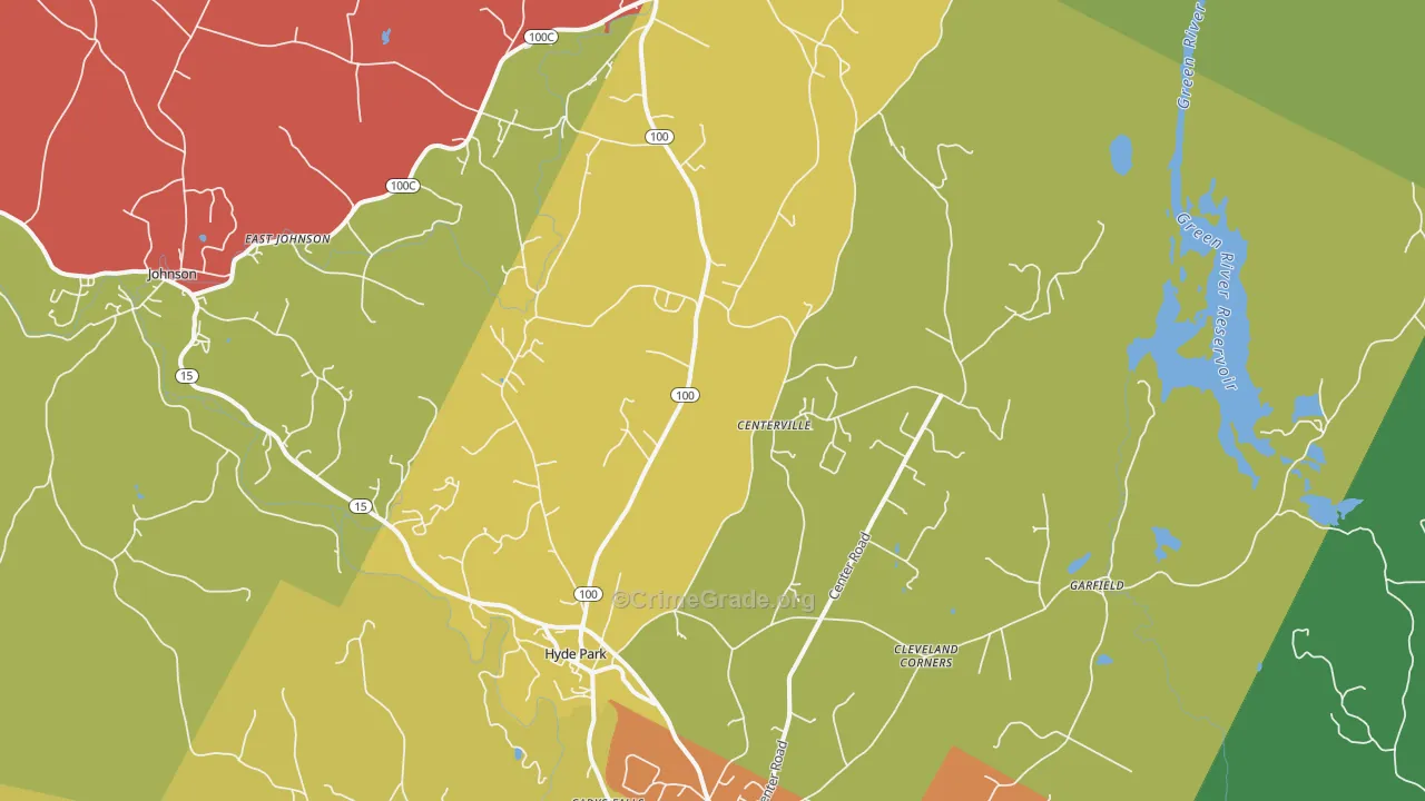 Hyde Park, VT Map of Burglary Rates