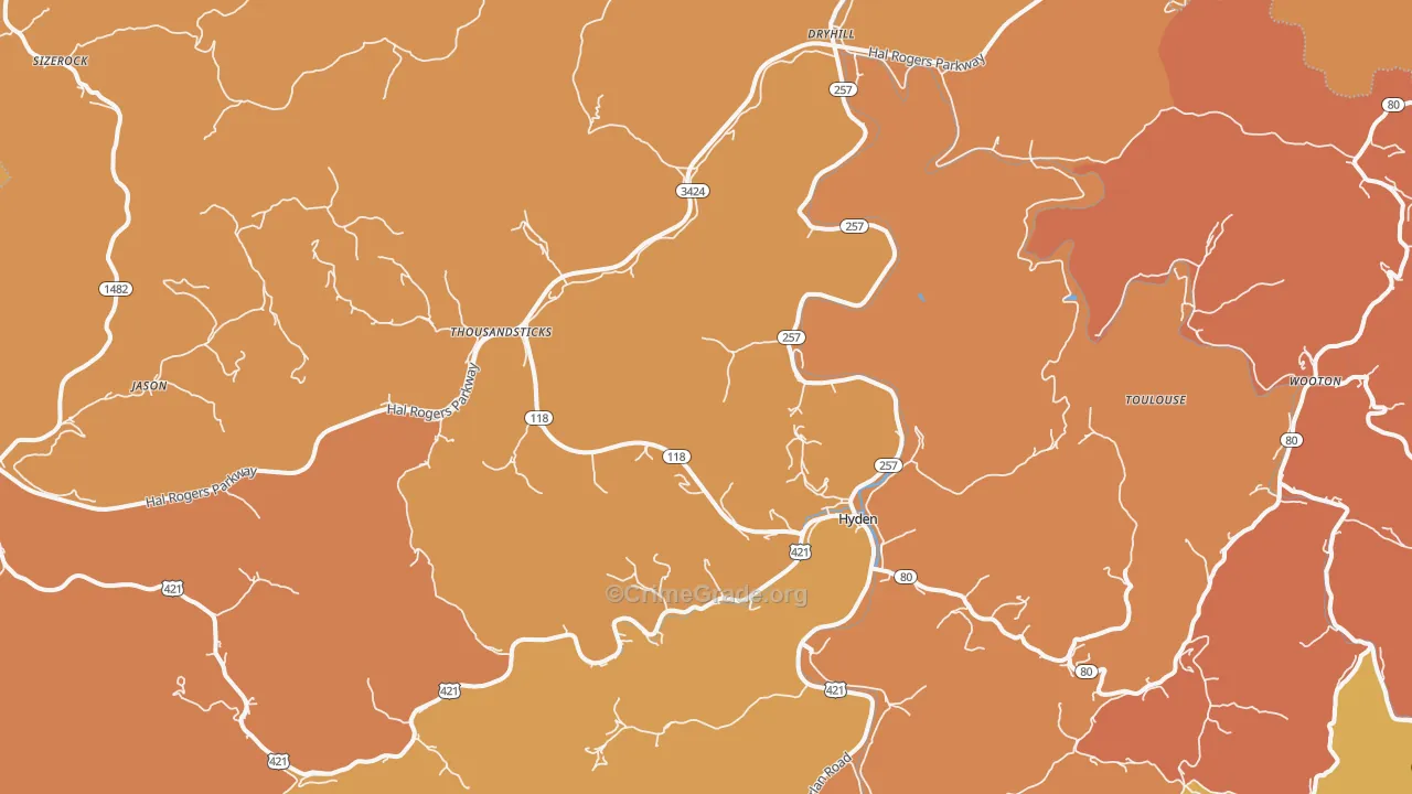 Hyden, KY Map of Burglary Rates