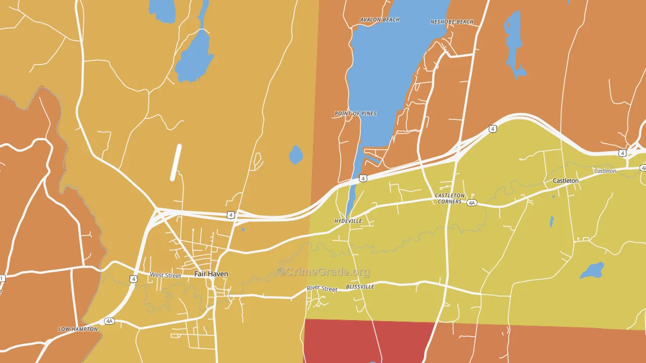 Hydeville, VT Map of Burglary Rates