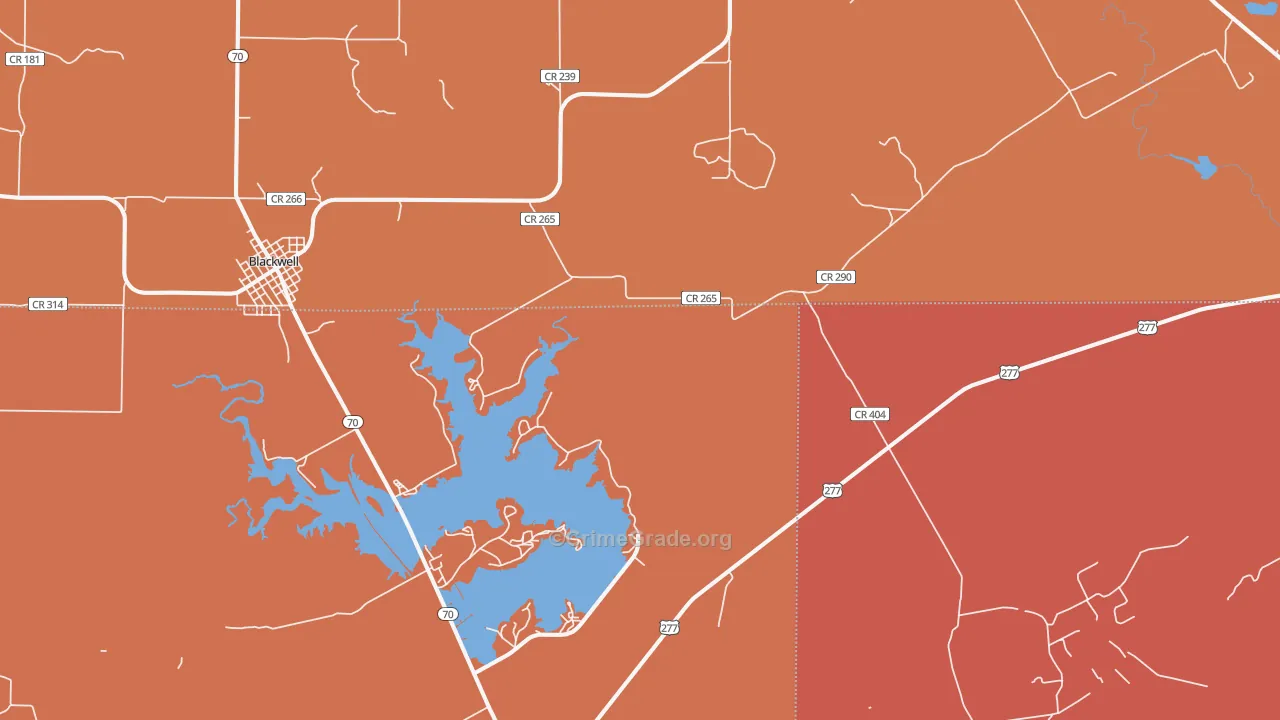 Hylton, TX Map of Burglary Rates