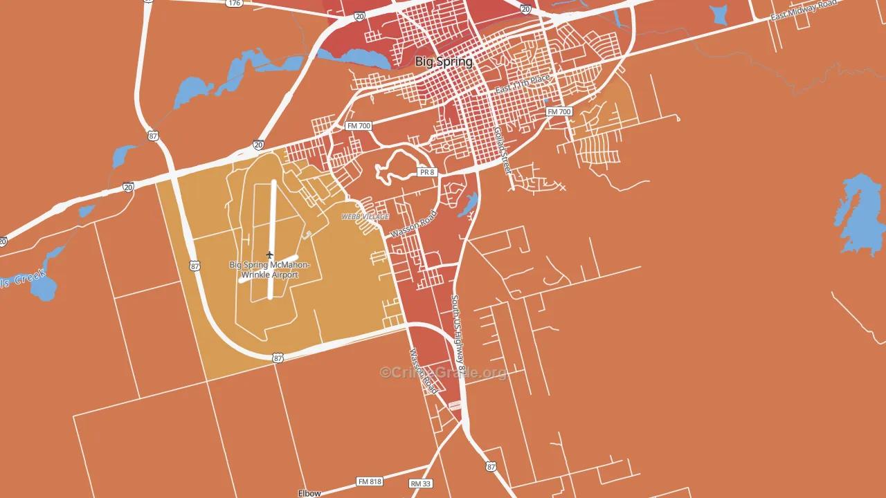 Hyman, TX Map of Burglary Rates