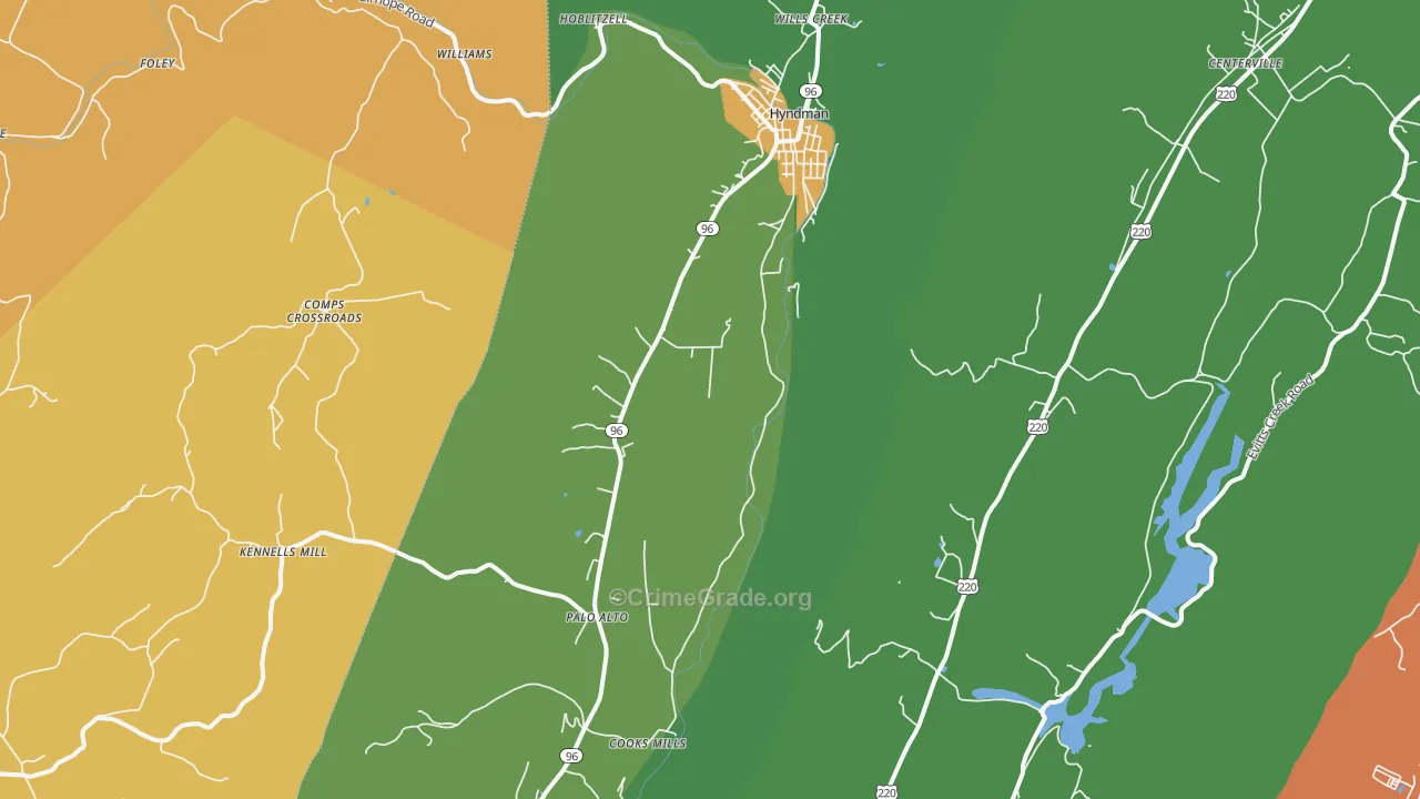 Hyndman, PA Map of Burglary Rates