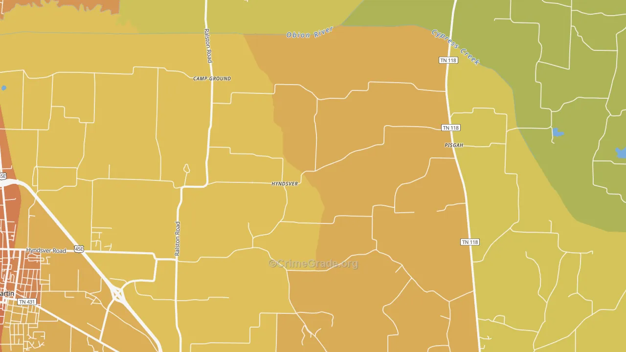 Hyndsver, TN Map of Burglary Rates